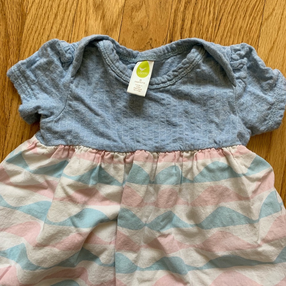 Stem Baby Knit and Woven Dress 2 pc Set 12m